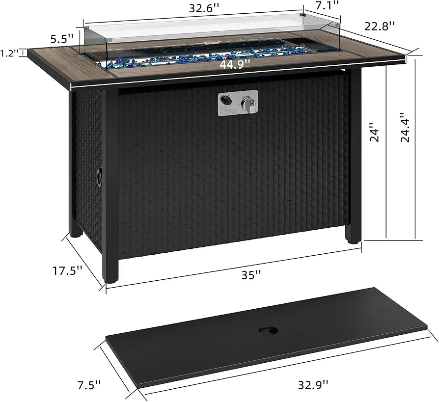 2-in-1 Patio Table Fire Pit with Lid