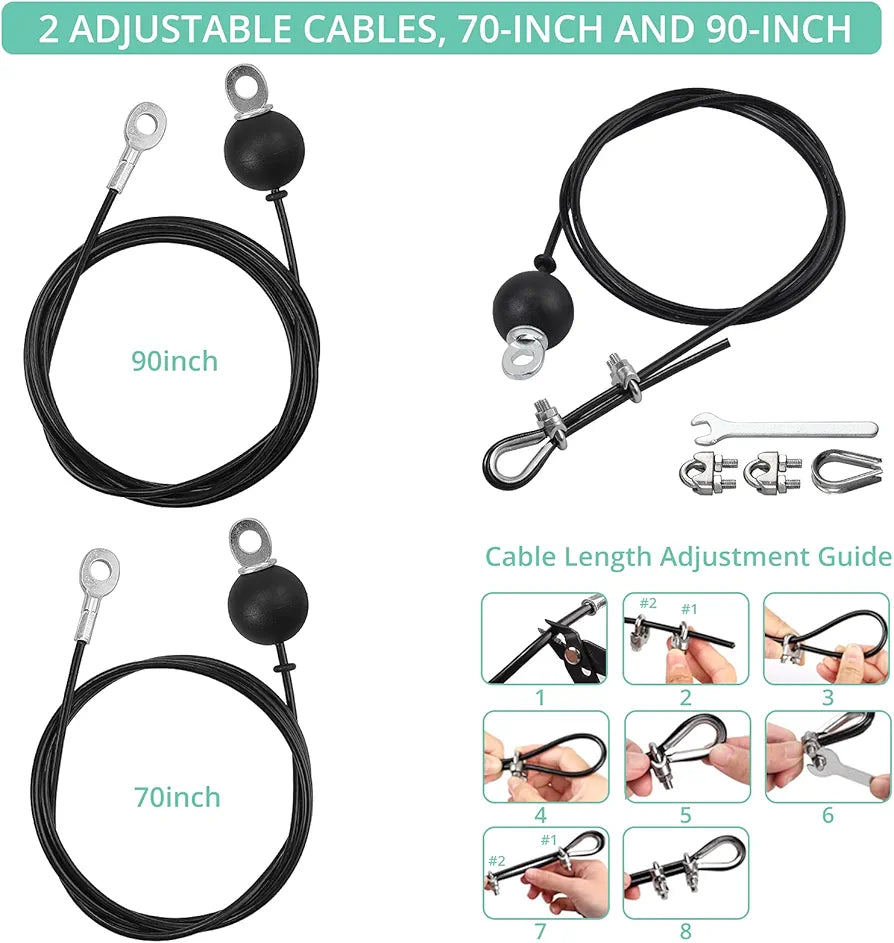 VINTEAM Fitness Cable Pulley System – LAT Pulldown & Lift Attachment (2.5m)