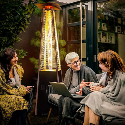 Outdoor Patio Gas Heater – Black Stainless Steel Pyramid High Glass Tube