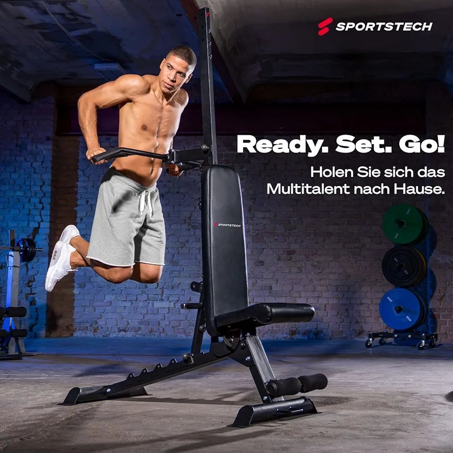 Adjustable Multifunctional Weight Bench with Pull-Up & Dip Station