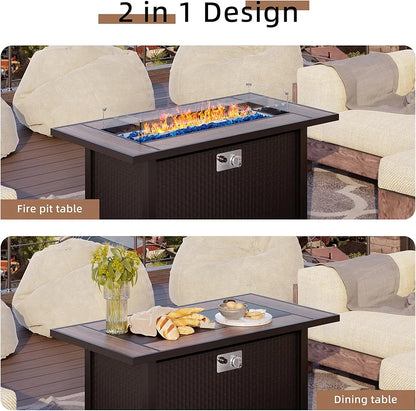2-in-1 Patio Table Fire Pit with Lid