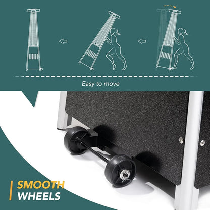 Outdoor Patio Gas Heater – Black Stainless Steel Pyramid High Glass Tube