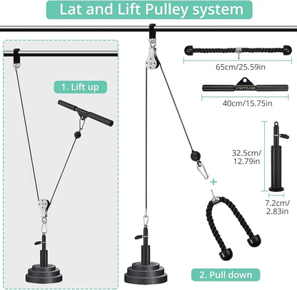 VINTEAM Fitness Cable Pulley System – LAT Pulldown & Lift Attachment (2.5m)