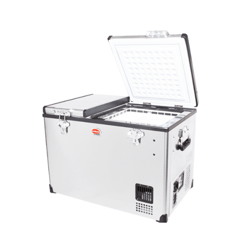 SnoMaster 56L Dual Compartment Portable Fridge/Freezer AC/DC – Stainless Steel