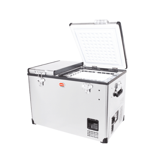 SnoMaster 56L Dual Compartment Portable Fridge/Freezer AC/DC – Stainless Steel