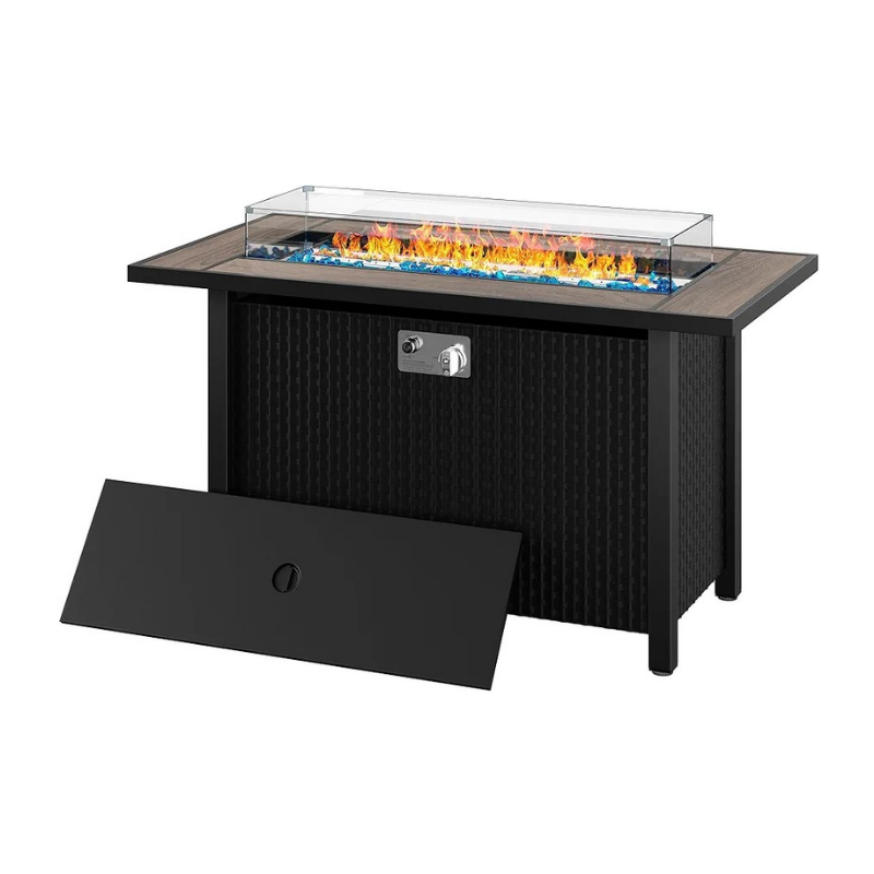 2-in-1 Patio Table Fire Pit with Lid