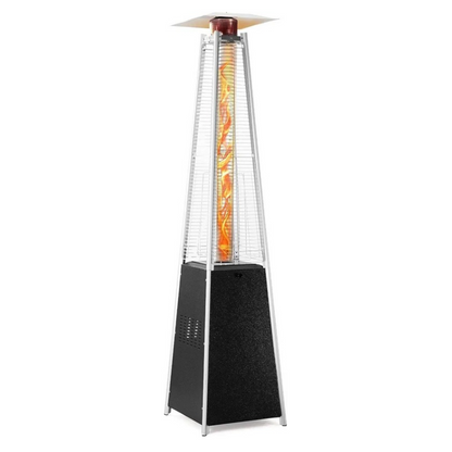 Outdoor Patio Gas Heater – Black Stainless Steel Pyramid High Glass Tube