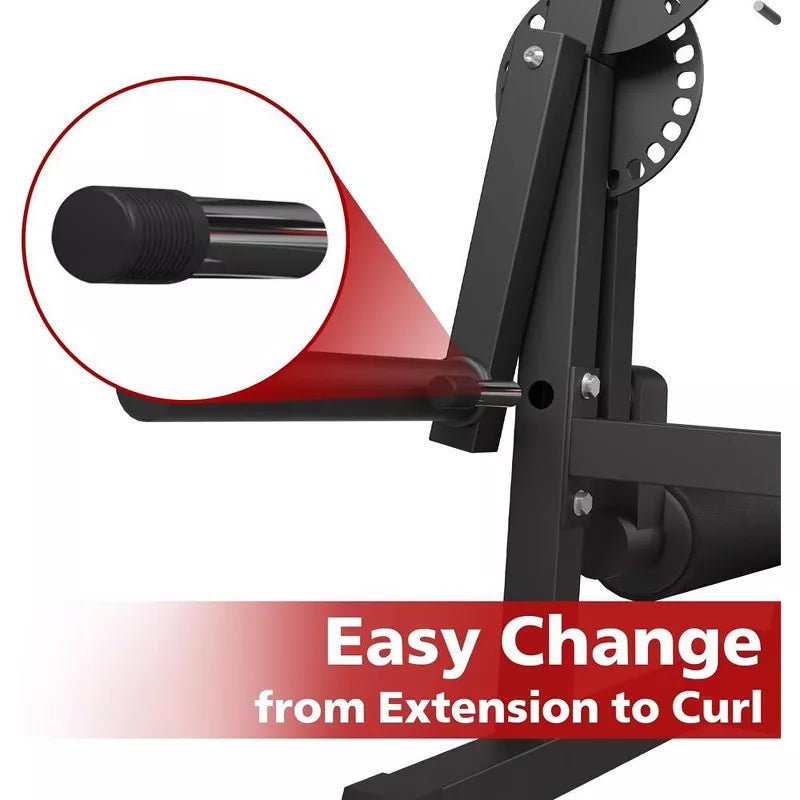 Leg Extension & Curl Machine — Adjustable Plate-Loaded Lower Body Trainer