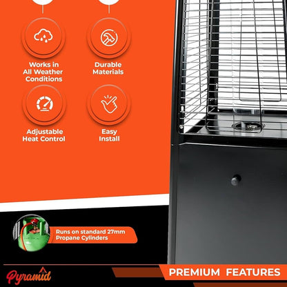 Pyramid Patio Gas Heater Matte black