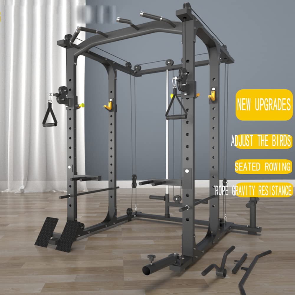 Multifunctional Power Cage Squat Rack with Cable Crossover