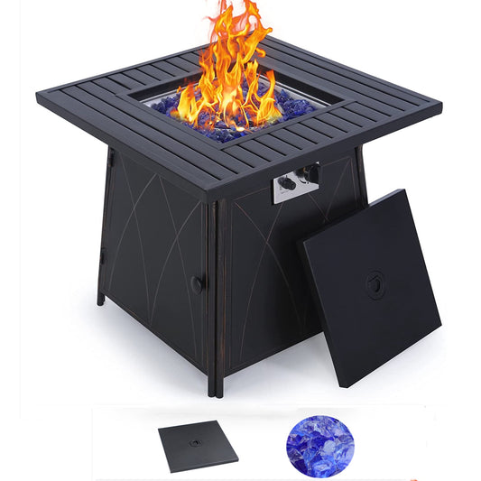 Firetable Gas Heater With Lava Rocks and Lid