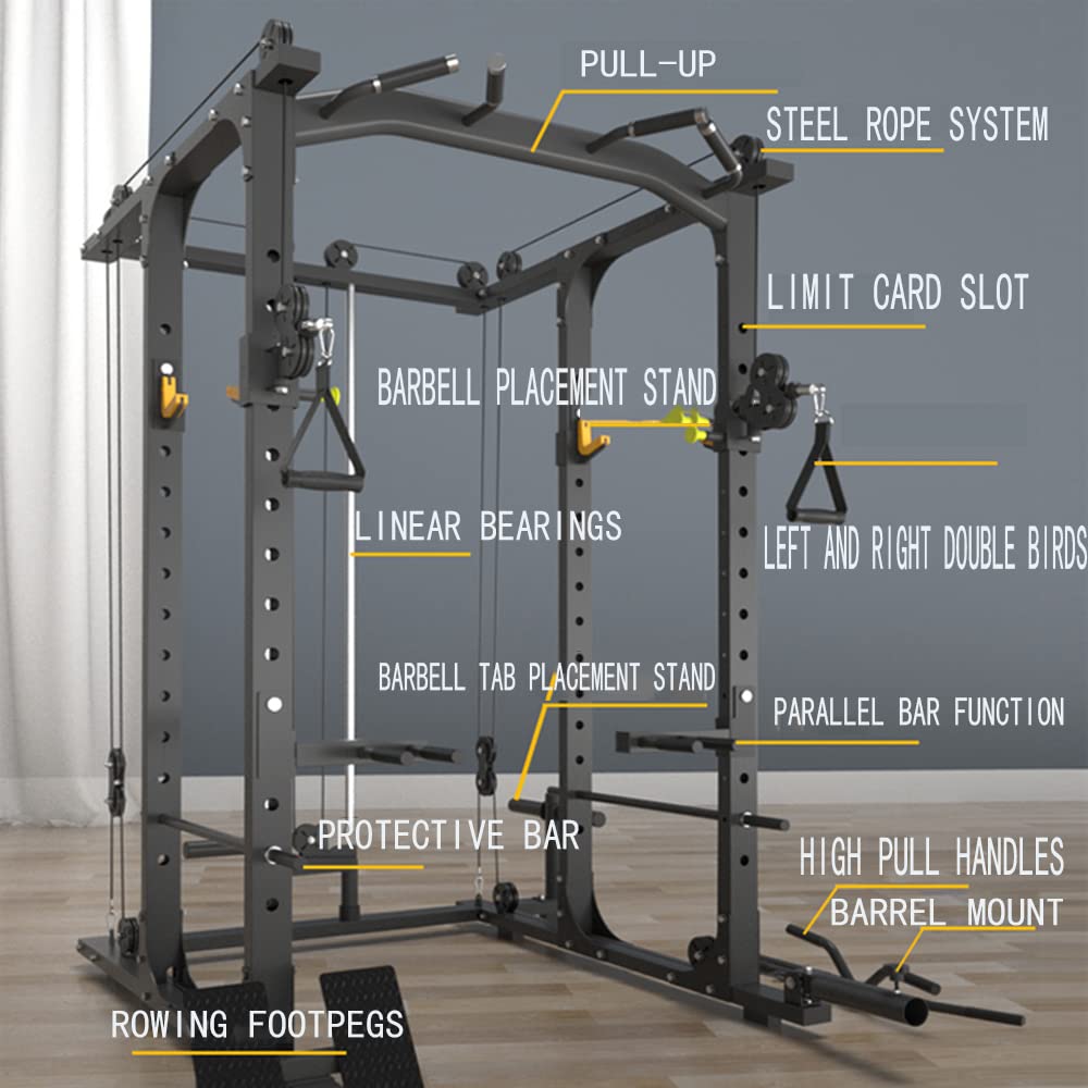 Multifunctional Power Cage Squat Rack with Cable Crossover