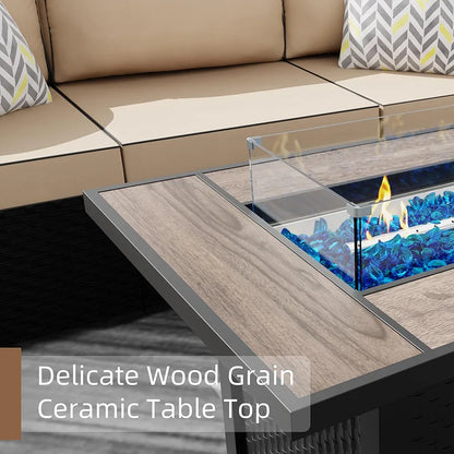 2-in-1 Patio Table Fire Pit with Lid