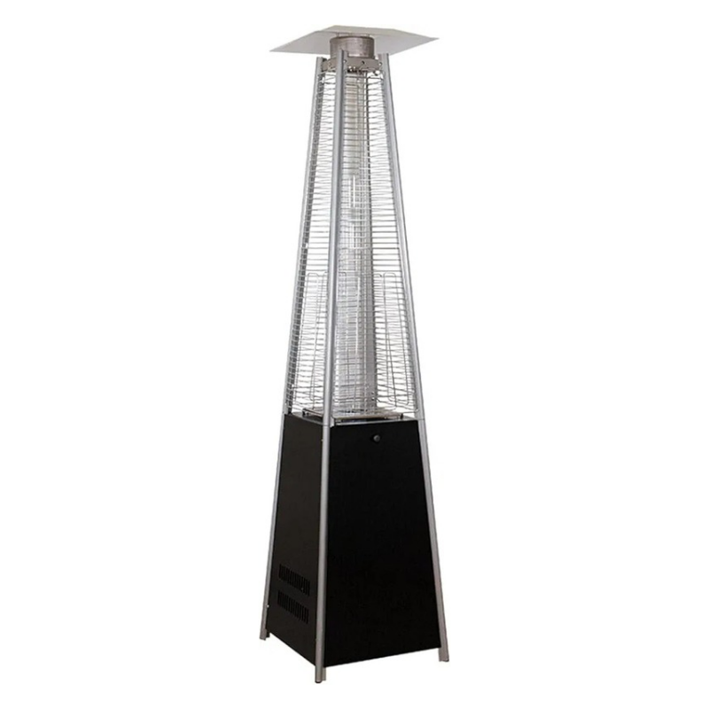 Outdoor Patio Gas Heater – Black Stainless Steel Pyramid High Glass Tube