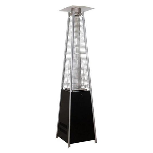 Outdoor Patio Gas Heater – Black Stainless Steel Pyramid High Glass Tube