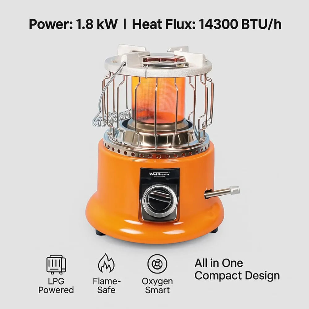 Weltherm Gas Room Heater with Cooking Stove 2 in 1 KTS 2201
